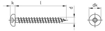 Шуруп для ДСП, полукруглая головка, шестирадиусный шлиц (TORX), полная резьба